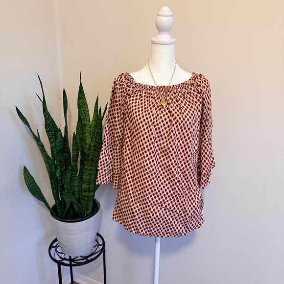 Lascana Tops - Lascana | Chic Maroon Patterned Blouse, 3/4 Sleeves